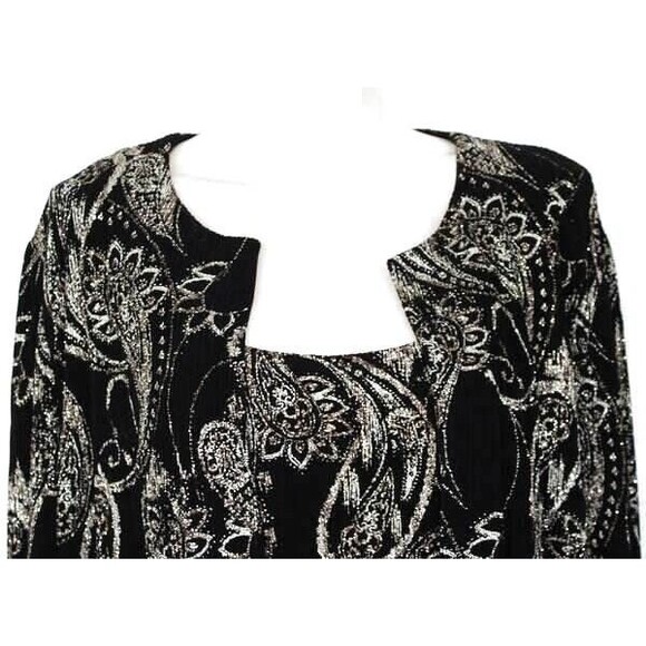 Alex Evenings XXL Gold Silver Trimmed Paisley 2 Piece Tank Jacket Set - Picture 8 of 11